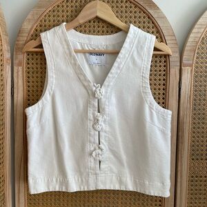 Old Navy Linen blend tie front vest top size small EUC